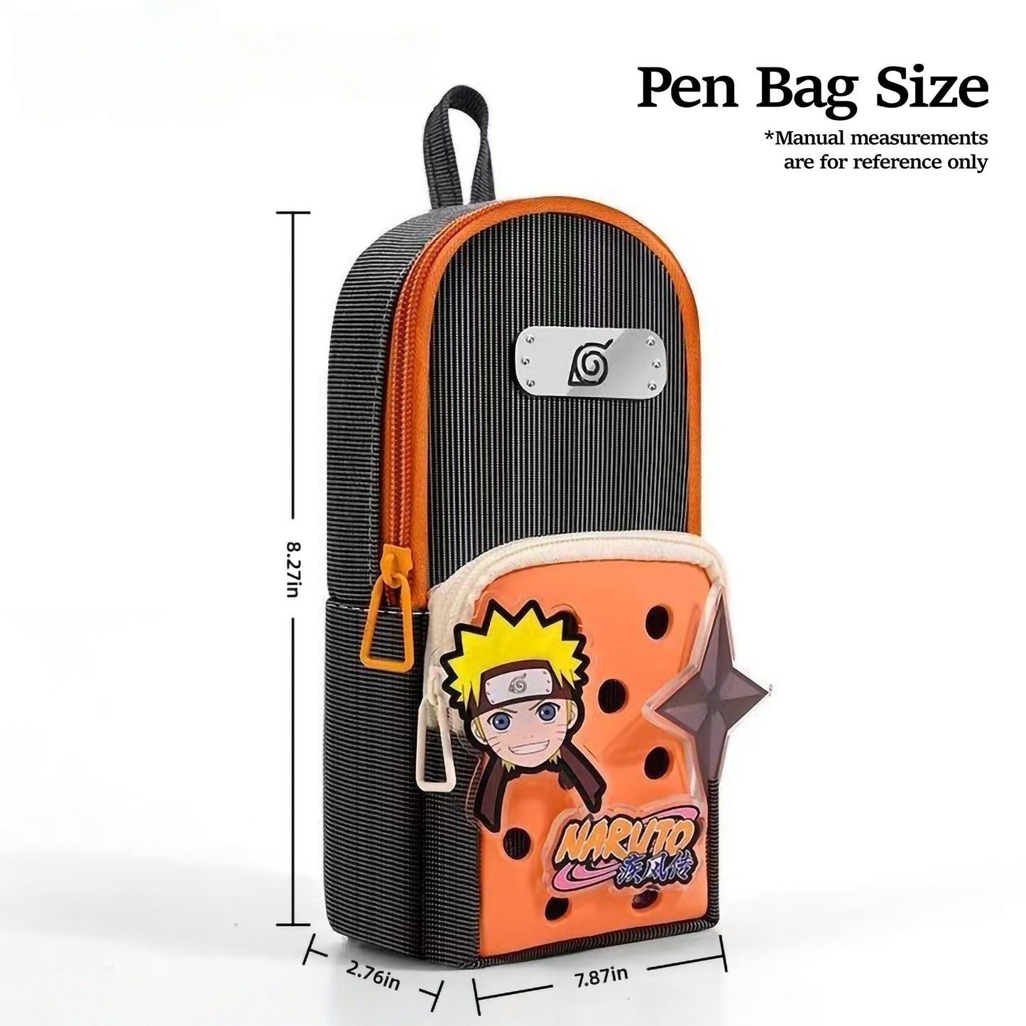 Naruto Anime Pencil Case with DIY Crocs Charms - Large Capacity Stationery Bag