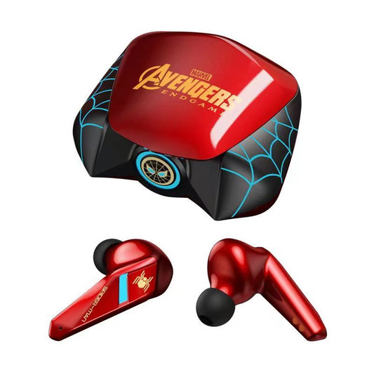 Marvel Spider-Man Iron Man TWS Gaming Bluetooth Earbuds, Low Latency Dual Mode Noise Cancelling Wireless Headphones with RGB Light Charging Case