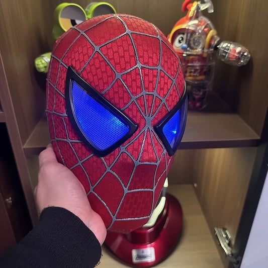 Marvel Spider‑Man Gwen Stacy Miles Morales Electric Mask LED Light Movable Eyes Remote Control Ring Lycra Full Face Helmet Cosplay Costume Prop Multiple Styles For Halloween Anime Fans
