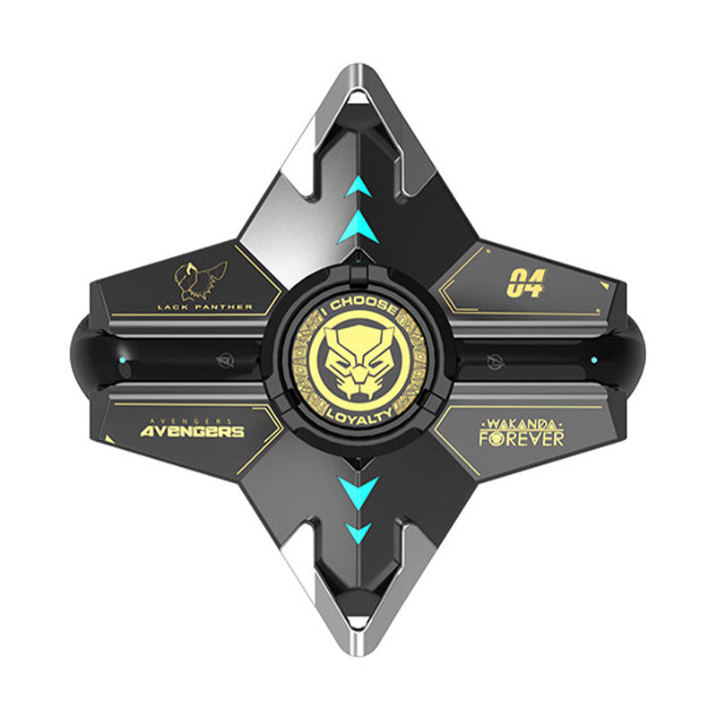 Marvel Iron‑Man Black Panther Spinner Wireless Bluetooth 5.3 Earbuds Fidget Spinner Toy Charging Case Stereo Gaming Headphones With Colorful LED Light For Anime Fans