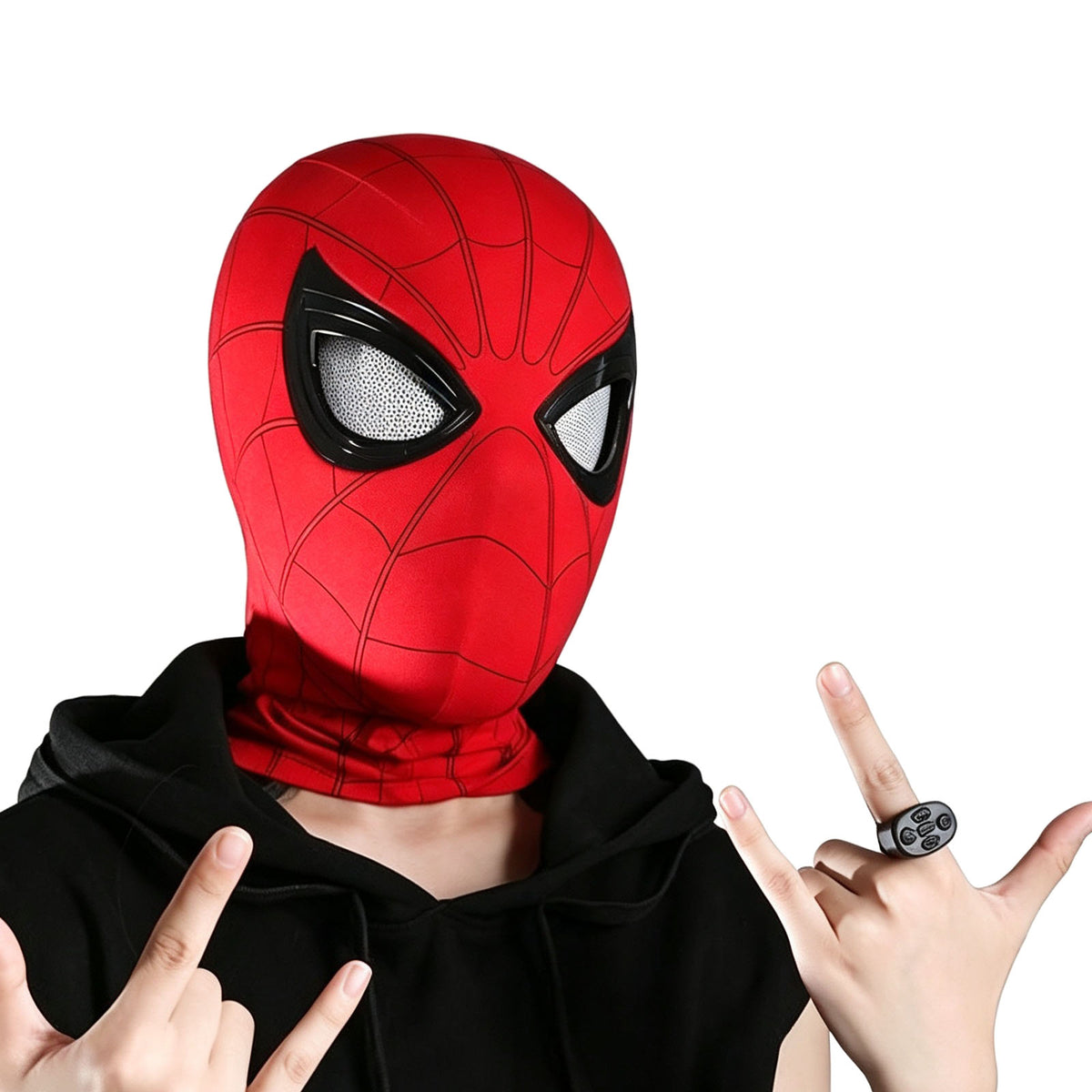 Marvel Spider‑Man Gwen Stacy Miles Morales Electric Mask LED Light Movable Eyes Remote Control Ring Lycra Full Face Helmet Cosplay Costume Prop Multiple Styles For Halloween Anime Fans