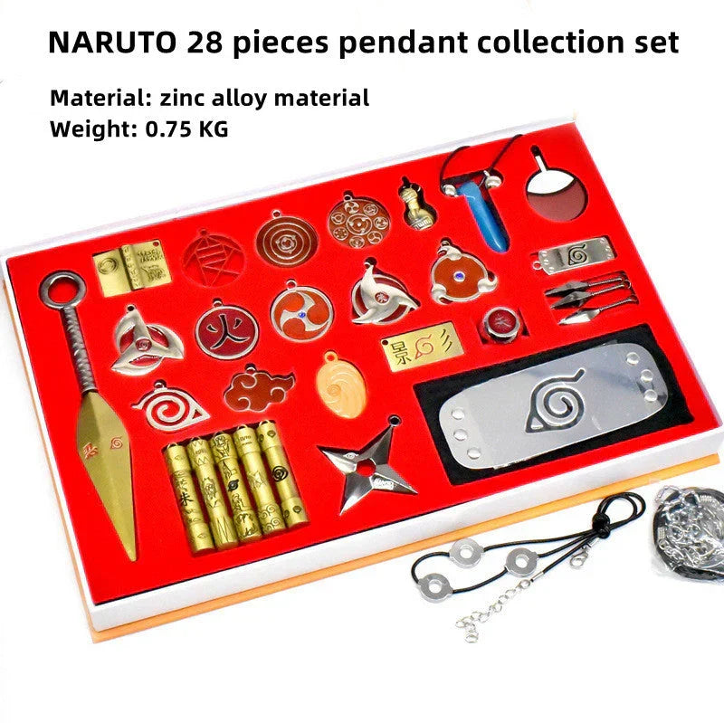 Naruto Naruto Uzumaki Sasuke Uchiha Anime Jewelry Gift Set, Ninja Kunai Headband Sharingan Pendant Collection Box