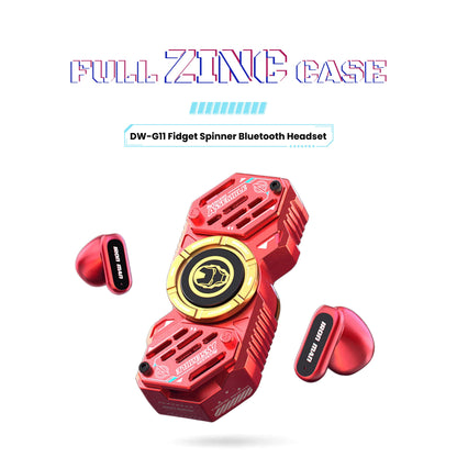 Marvel Iron Man DW-G11 Fidget Spinner Wireless Bluetooth Earbuds, Zinc Alloy Stress Relief Fidget Toy Bluetooth 5.4 Gaming Headphones Touch Control Type-C Fast Charging Collectible Gift for Men Fans