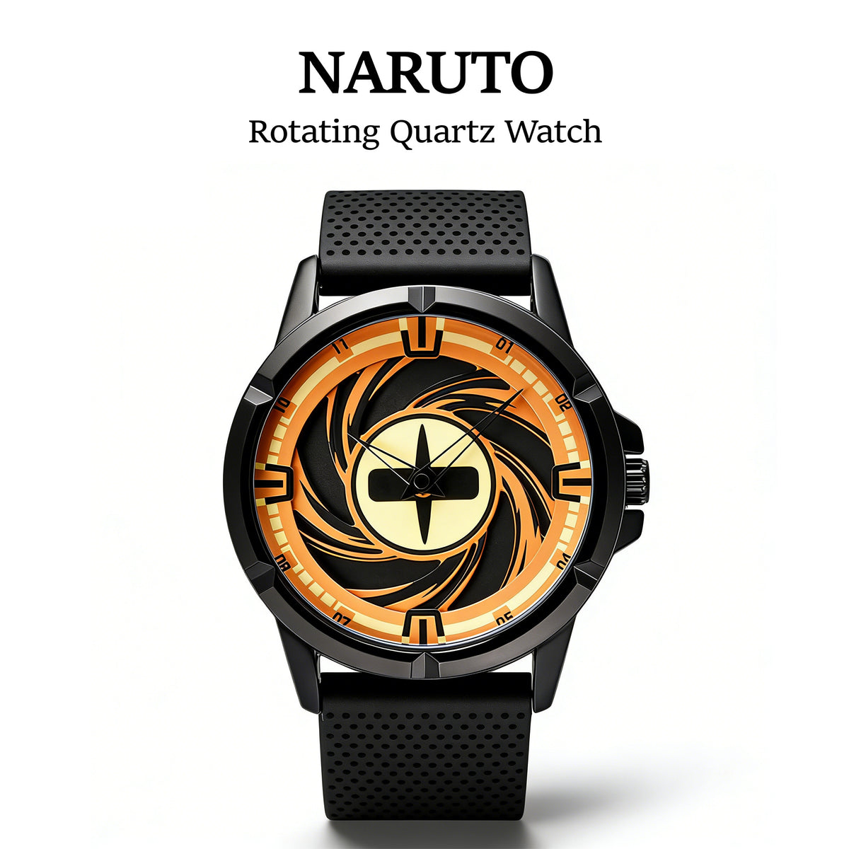 Naruto Itachi Rotating Dial Quartz Watch, 3ATM Waterproof Anime Wrist Watch, Silicone Strap Alloy Case Collectible Analog Watch Gift for Naruto Anime Fans Men Teenagers