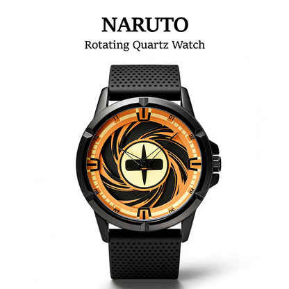 Naruto Itachi Rotating Dial Quartz Watch, 3ATM Waterproof Anime Wrist Watch, Silicone Strap Alloy Case Collectible Analog Watch Gift for Naruto Anime Fans Men Teenagers