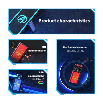 Marvel Iron Man Captain America TWS Gaming Bluetooth Earbuds, Mechanical Pop-Up RGB Light ENC Noise Cancelling Wireless Headphones Dual Game Music Mode
