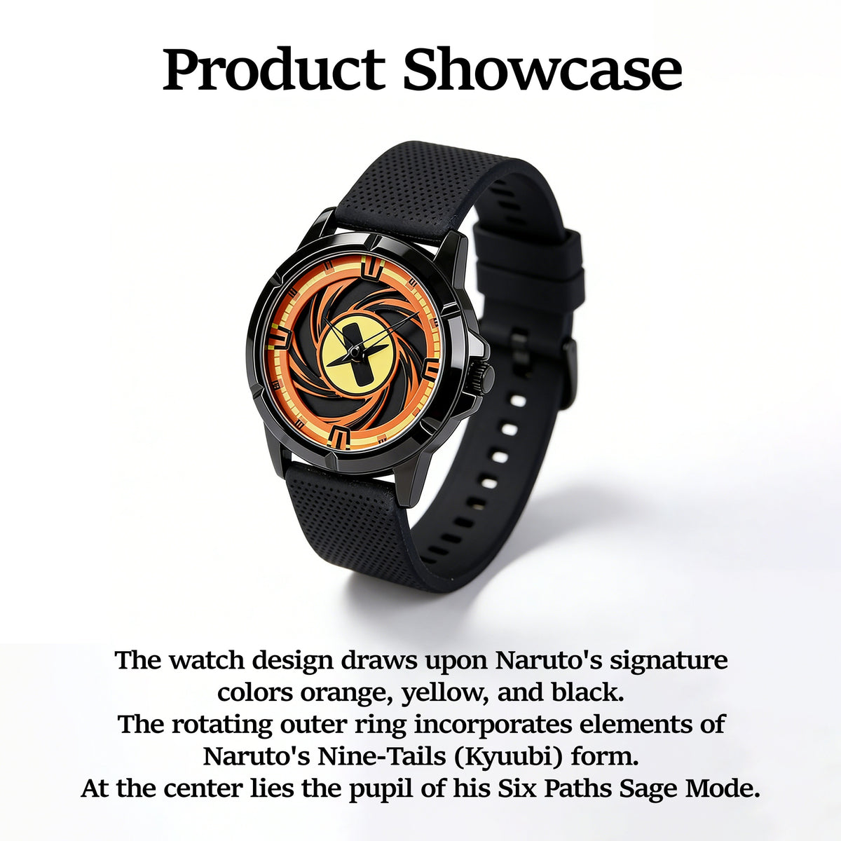 Naruto Itachi Rotating Dial Quartz Watch, 3ATM Waterproof Anime Wrist Watch, Silicone Strap Alloy Case Collectible Analog Watch Gift for Naruto Anime Fans Men Teenagers