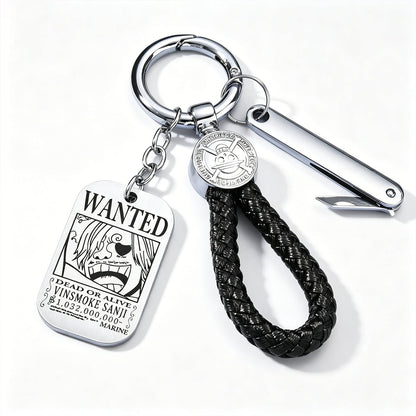 ONE PIECE Luffy Wanted Keychain with Mini Knife | Anime Bounty Tag Gift Set