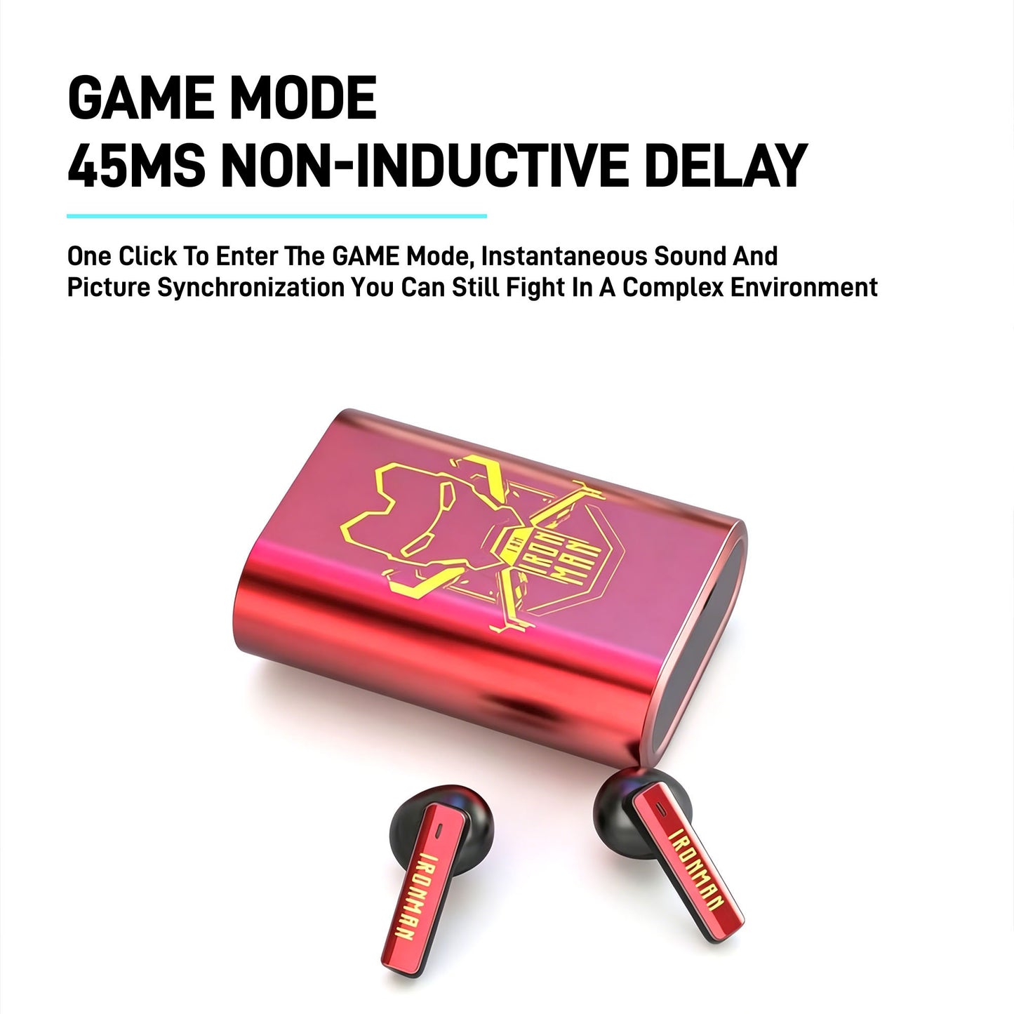 Marvel Iron Man Captain America TWS Gaming Bluetooth Earbuds, Mechanical Pop-Up RGB Light ENC Noise Cancelling Wireless Headphones Dual Game Music Mode
