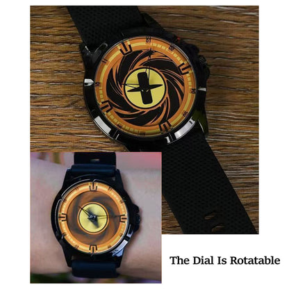 Naruto Itachi Rotating Dial Quartz Watch, 3ATM Waterproof Anime Wrist Watch, Silicone Strap Alloy Case Collectible Analog Watch Gift for Naruto Anime Fans Men Teenagers