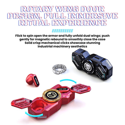 Marvel Iron Man DW-G11 Fidget Spinner Wireless Bluetooth Earbuds, Zinc Alloy Stress Relief Fidget Toy Bluetooth 5.4 Gaming Headphones Touch Control Type-C Fast Charging Collectible Gift for Men Fans