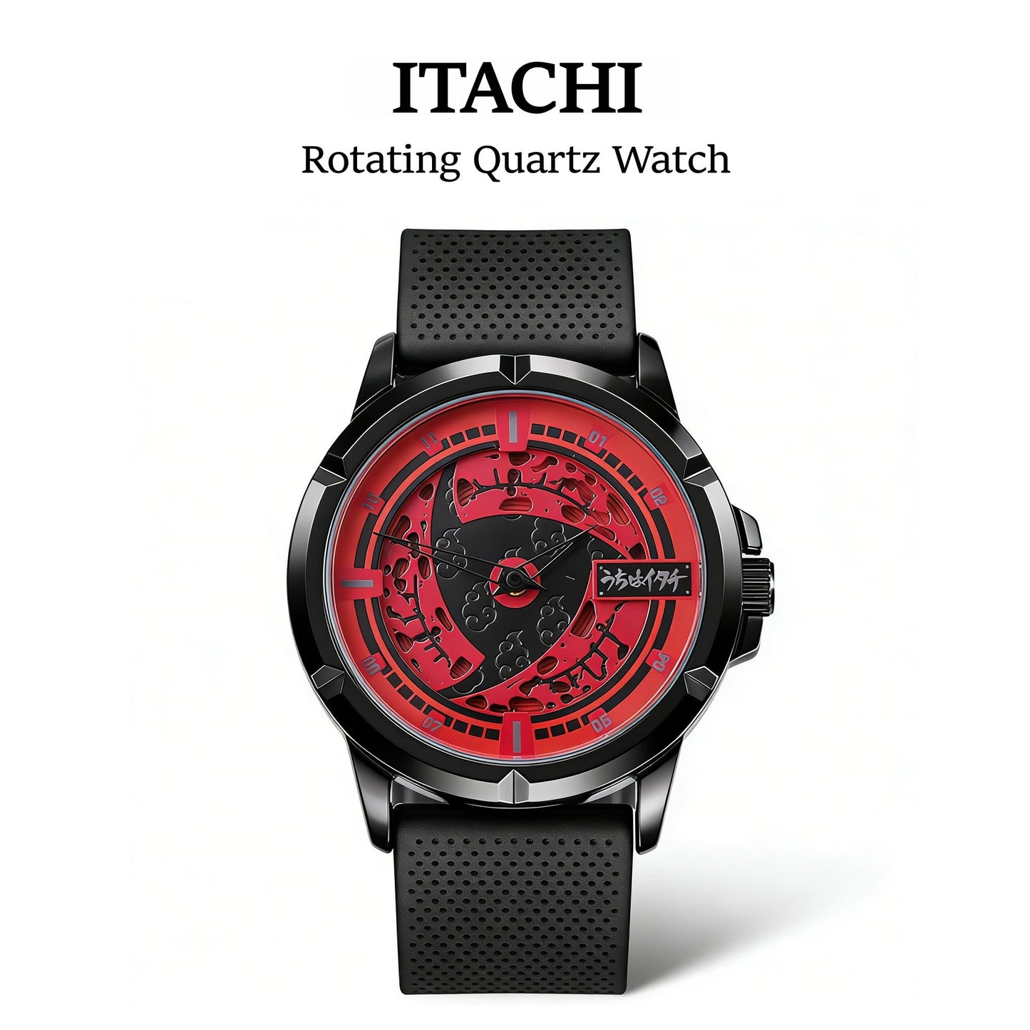 Naruto Itachi Rotating Quartz Watch, Six Paths Sage Mode Sharingan Anime Wrist Watch