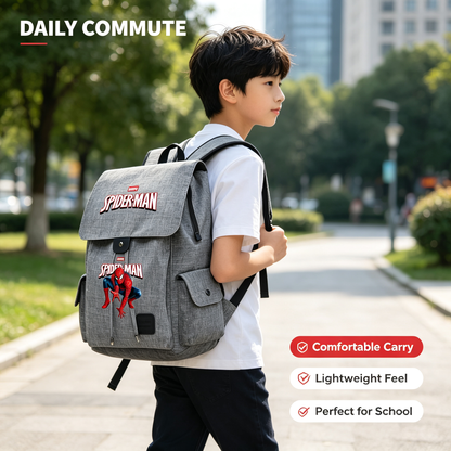 Spider-Man Marvel Canvas Backpack, Flip Top Drawstring Rucksack, Anime Superhero School Bookbag, Casual Travel Daypack Gift for Fans  >