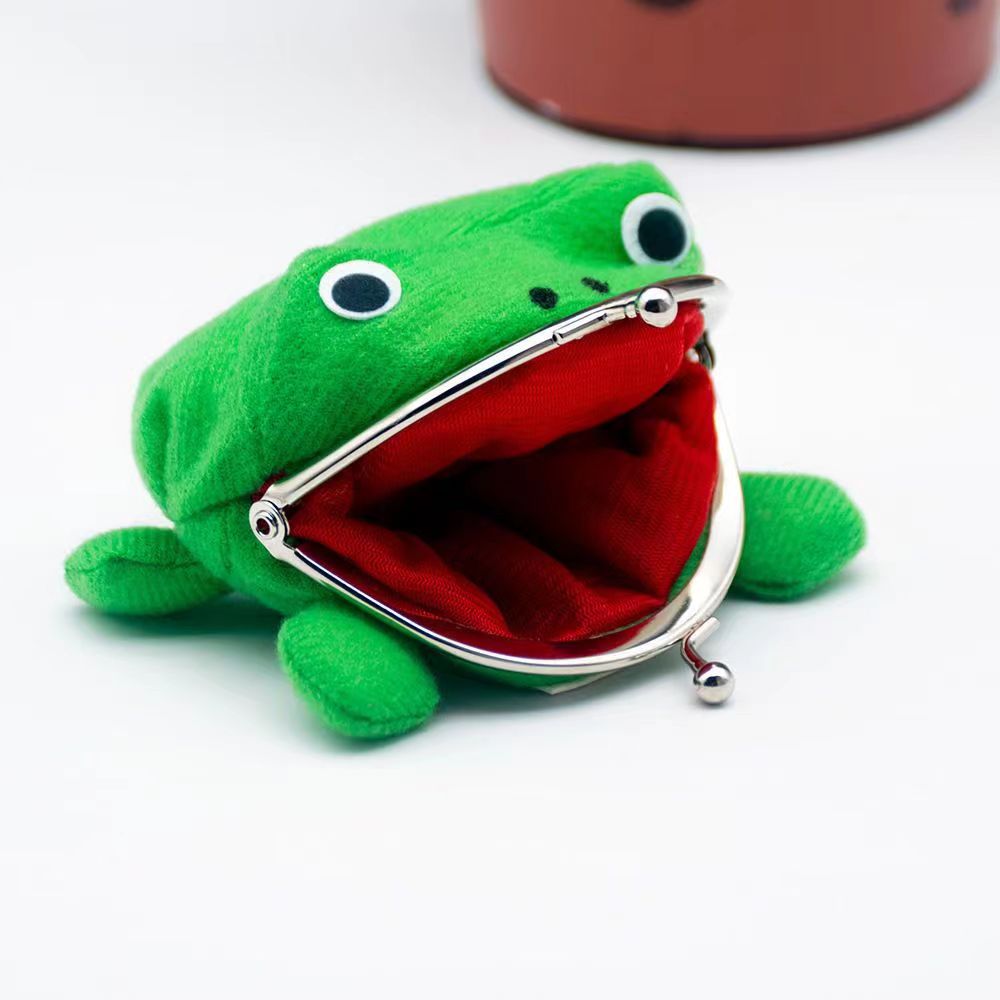 Naruto Frog Coin Purse, Anime Green Frog Plush Kiss‑Lock Mini Wallet