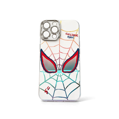 Marvel Spider‑Man Hand‑Drawn Web Pattern Phone Case, Removable 3‑In‑1 Camera Lens Frame, Quadrilateral Airbag Shockproof Anti‑Drop Protective Cover For Multiple Smartphone Models, Cute Cartoon Phone Case For Fans