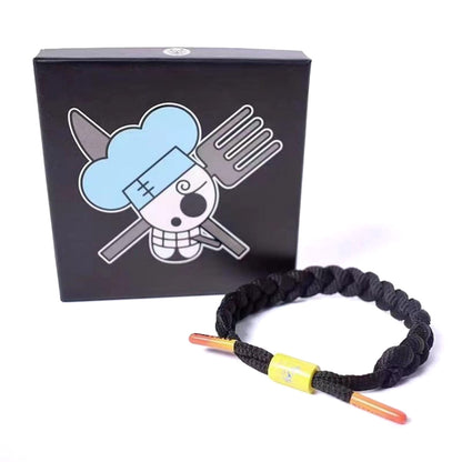 One Piece Monkey D Luffy Portgas D Ace Anime Braided Wrist Bracelet, Adjustable Rope Bracelet Anime Character Themed Jewelry Collectible Gift Box Set