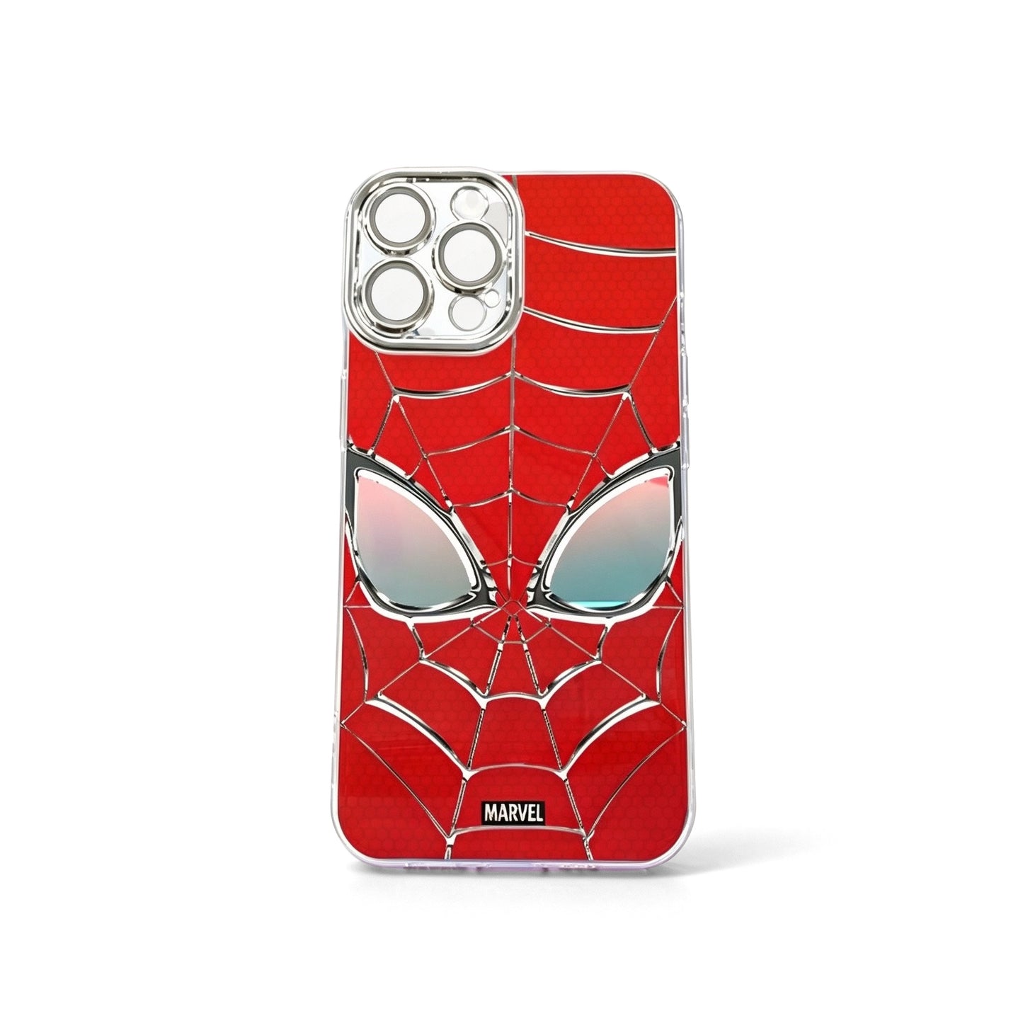 Marvel Spider‑Man Removable Lens Frame Phone Case, 3‑In‑1 Camera Lens Protection Shockproof Airbag Bumper Cover For Multiple Smartphone Models, Cool Red Web Pattern Protective Phone Case For Fans