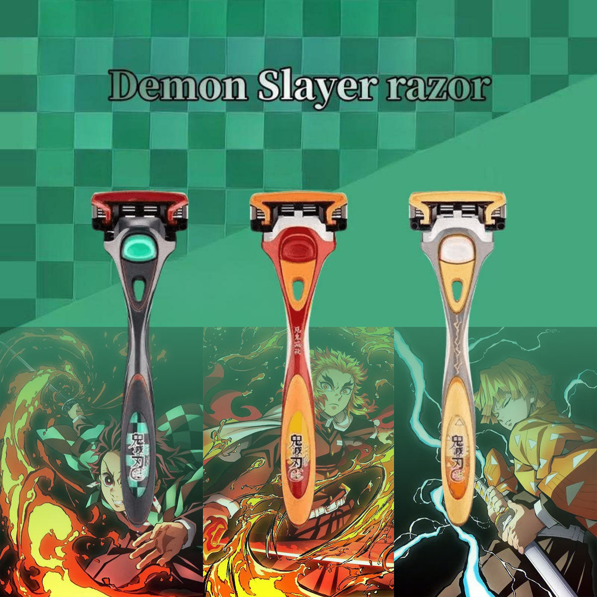 Demon Slayer Tanjiro Zenitsu Schick Hydro 5 Premium Razor, Anime 5‑Layer Manual Shaving Razor for Men