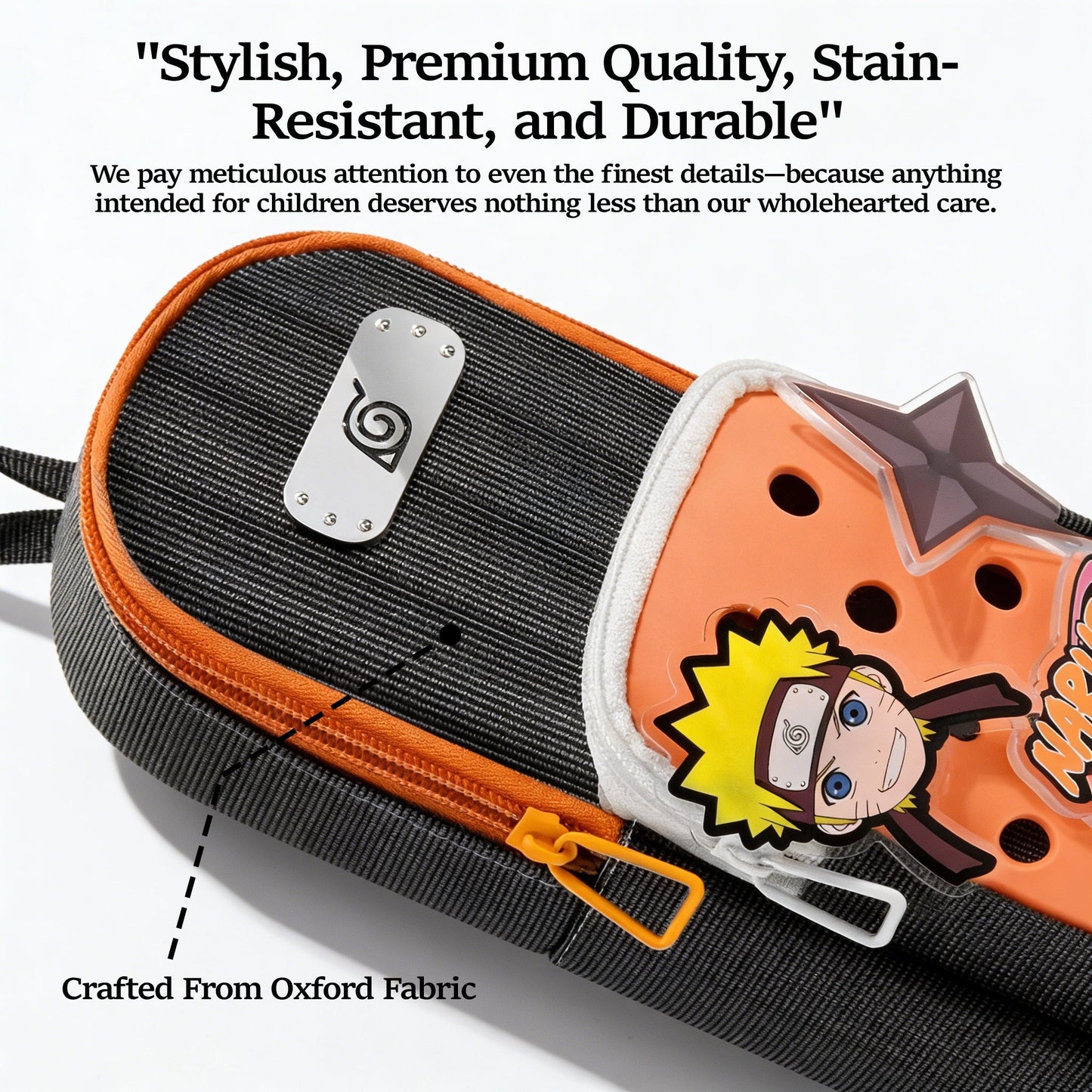 Naruto Anime Pencil Case with DIY Crocs Charms - Large Capacity Stationery Bag