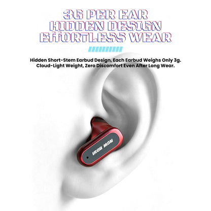 Marvel Iron Man DW-G11 Fidget Spinner Wireless Bluetooth Earbuds, Zinc Alloy Stress Relief Fidget Toy Bluetooth 5.4 Gaming Headphones Touch Control Type-C Fast Charging Collectible Gift for Men Fans