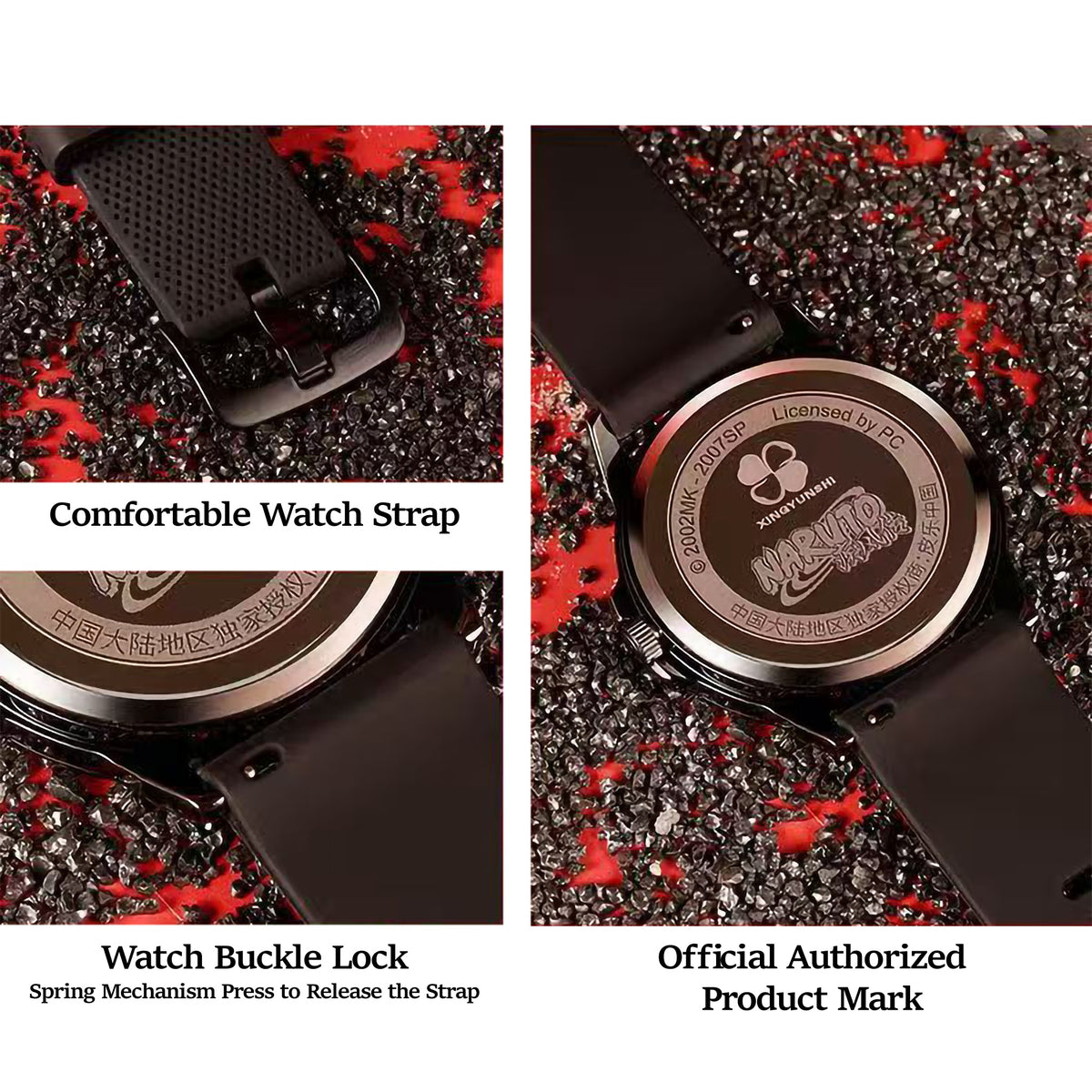 Naruto Itachi Rotating Dial Quartz Watch, 3ATM Waterproof Anime Wrist Watch, Silicone Strap Alloy Case Collectible Analog Watch Gift for Naruto Anime Fans Men Teenagers