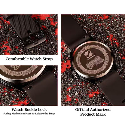 Naruto Itachi Rotating Dial Quartz Watch, 3ATM Waterproof Anime Wrist Watch, Silicone Strap Alloy Case Collectible Analog Watch Gift for Naruto Anime Fans Men Teenagers