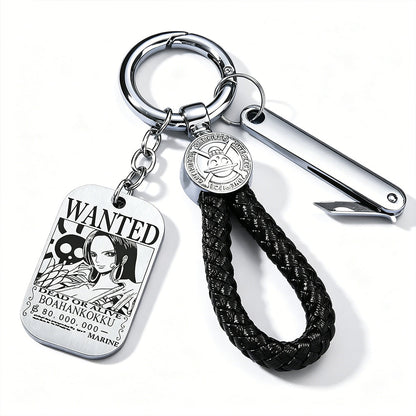 ONE PIECE Luffy Wanted Keychain with Mini Knife | Anime Bounty Tag Gift Set
