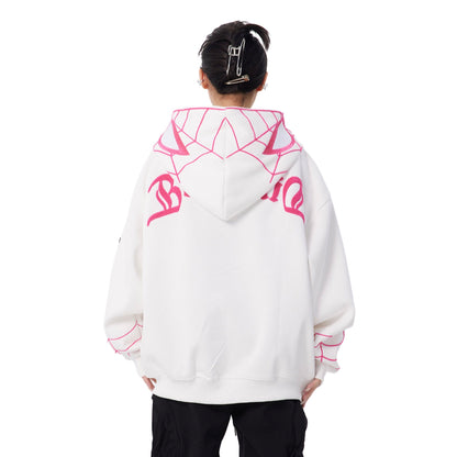 Marvel Spider‑Man Full Zip Hoodie, Spider Web Chenille Embroidery Hooded Sweatshirt With Mask Eyes Design, Oversized Casual Streetwear Jacket For Men Women, Multi‑Color Options, Loose Fit Long Sleeve Cosplay Daily Hooded Coat