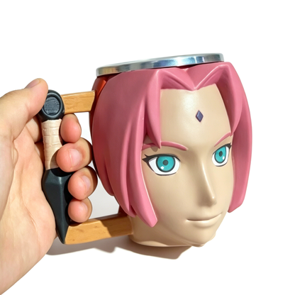 Naruto Shippuden Character 3D Sculpted Mug, Stainless Steel Lined Anime Coffee Cup, Collectible Anime Drinkware for Fan