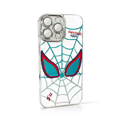 Marvel Spider‑Man Cartoon Web Graphic iPhone Phone Case, 3‑In‑1 Removable Electroplated Lens Frame Protective Phone Cover, Airbag Anti‑Drop Shockproof Phone Shell, 3 Lens Style Options Available