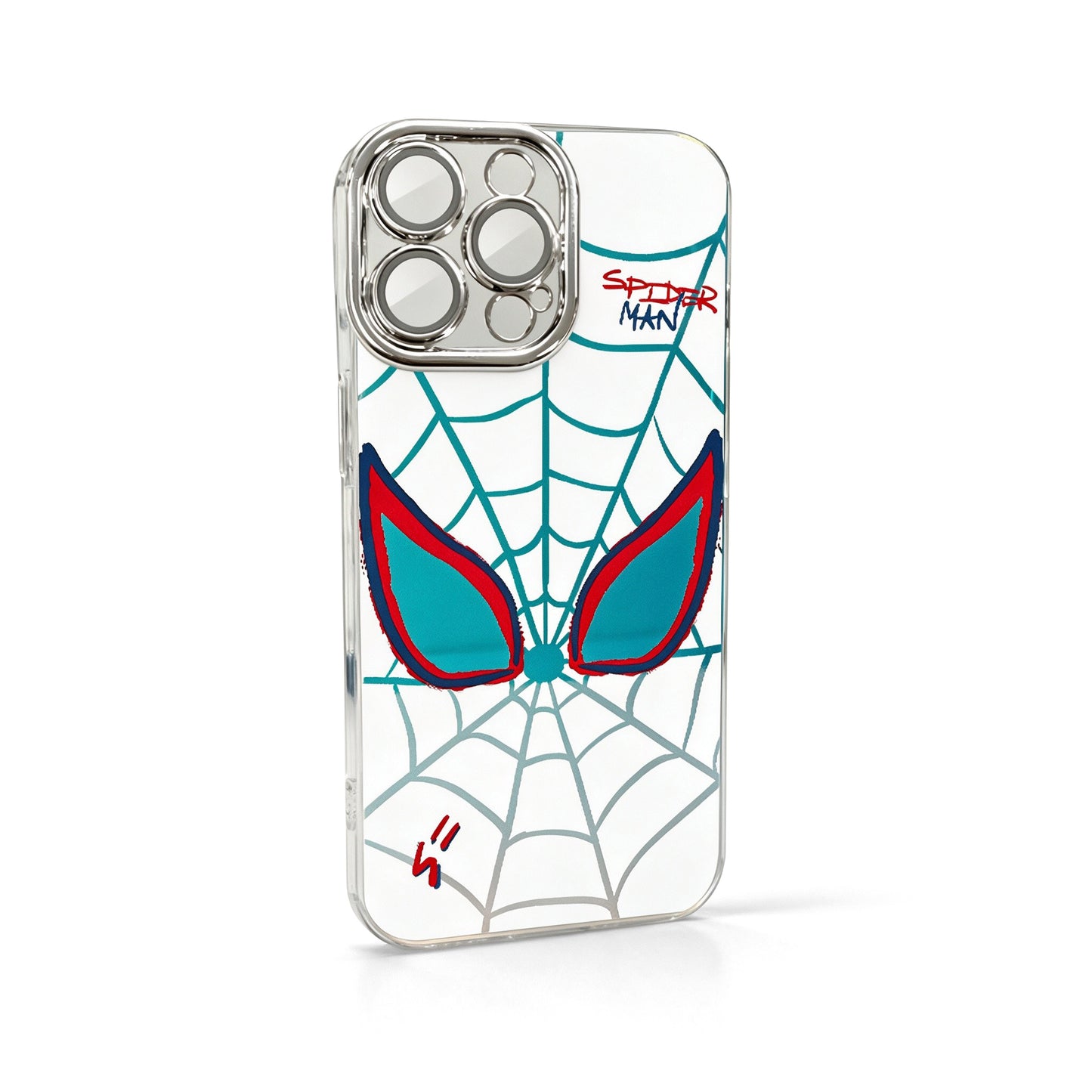Marvel Spider‑Man Hand‑Drawn Web Pattern Phone Case, Removable 3‑In‑1 Camera Lens Frame, Quadrilateral Airbag Shockproof Anti‑Drop Protective Cover For Multiple Smartphone Models, Cute Cartoon Phone Case For Fans