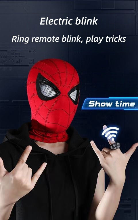 Marvel Spider‑Man Gwen Stacy Miles Morales Electric Mask LED Light Movable Eyes Remote Control Ring Lycra Full Face Helmet Cosplay Costume Prop Multiple Styles For Halloween Anime Fans