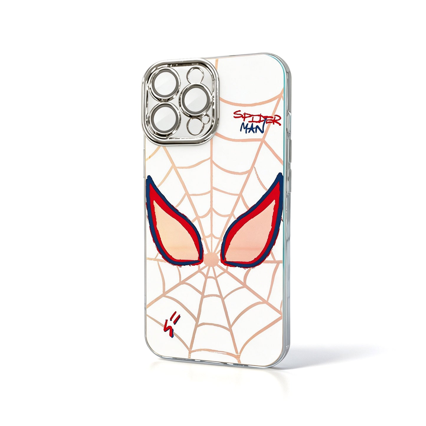 Marvel Spider‑Man Hand‑Drawn Web Pattern Phone Case, Removable 3‑In‑1 Camera Lens Frame, Quadrilateral Airbag Shockproof Anti‑Drop Protective Cover For Multiple Smartphone Models, Cute Cartoon Phone Case For Fans
