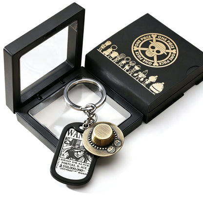 One Piece Monkey D Luffy Wanted Poster Dog Tag Necklace Keychain Set, Anime Straw Hat Zoro Ace Law Metal Pendant Jewelry, Stainless Steel Cosplay Collectible Gift Box For Anime Fans