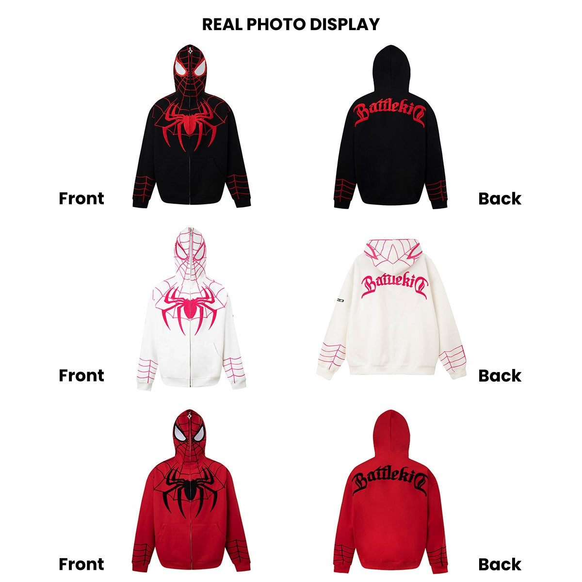 Marvel Spider‑Man Full Zip Hoodie, Spider Web Chenille Embroidery Hooded Sweatshirt With Mask Eyes Design, Oversized Casual Streetwear Jacket For Men Women, Multi‑Color Options, Loose Fit Long Sleeve Cosplay Daily Hooded Coat