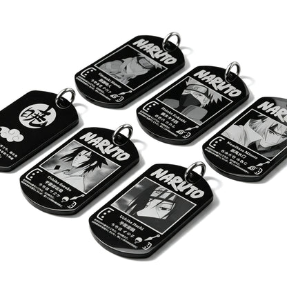 Naruto Anime Characters Double Sided Engraved Dog Tag Necklace, Stainless Steel Black Pendant Chain Necklace, Classic Naruto Shippuden Symbol Jewelry Gifts For Men Teens Anime Fans Cosplay Accessories