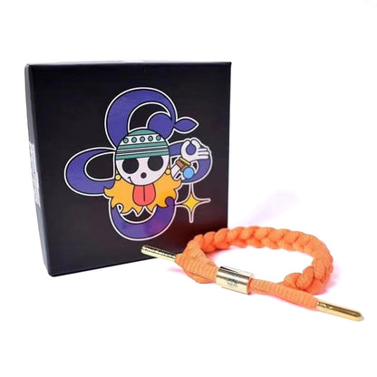 One Piece Monkey D Luffy Portgas D Ace Anime Braided Wrist Bracelet, Adjustable Rope Bracelet Anime Character Themed Jewelry Collectible Gift Box Set