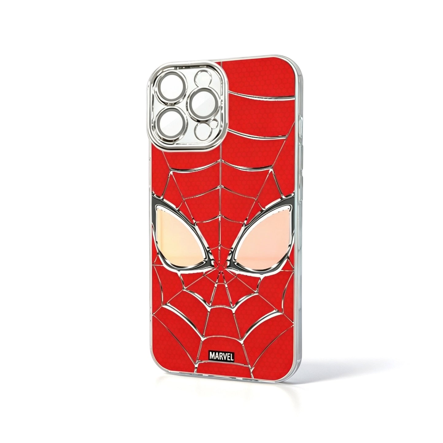 Marvel Spider‑Man Removable Lens Frame Phone Case, 3‑In‑1 Camera Lens Protection Shockproof Airbag Bumper Cover For Multiple Smartphone Models, Cool Red Web Pattern Protective Phone Case For Fans
