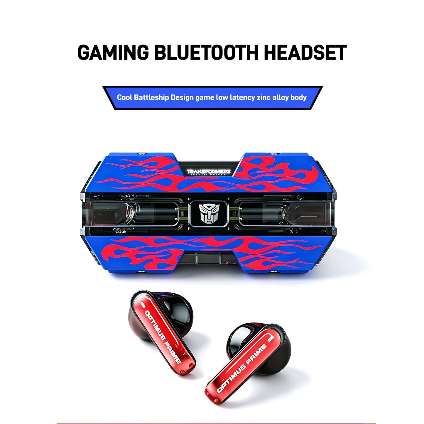 Transformers Optimus Prime Bumblebee Shockwave TWS Gaming Wireless Bluetooth 5.3 Earbuds, 45ms Ultra Low Latency Game Headphones 13mm Driver Stereo Earphones Long Battery Life Type-C Fast Charging Earbuds For Gamers Anime Fans