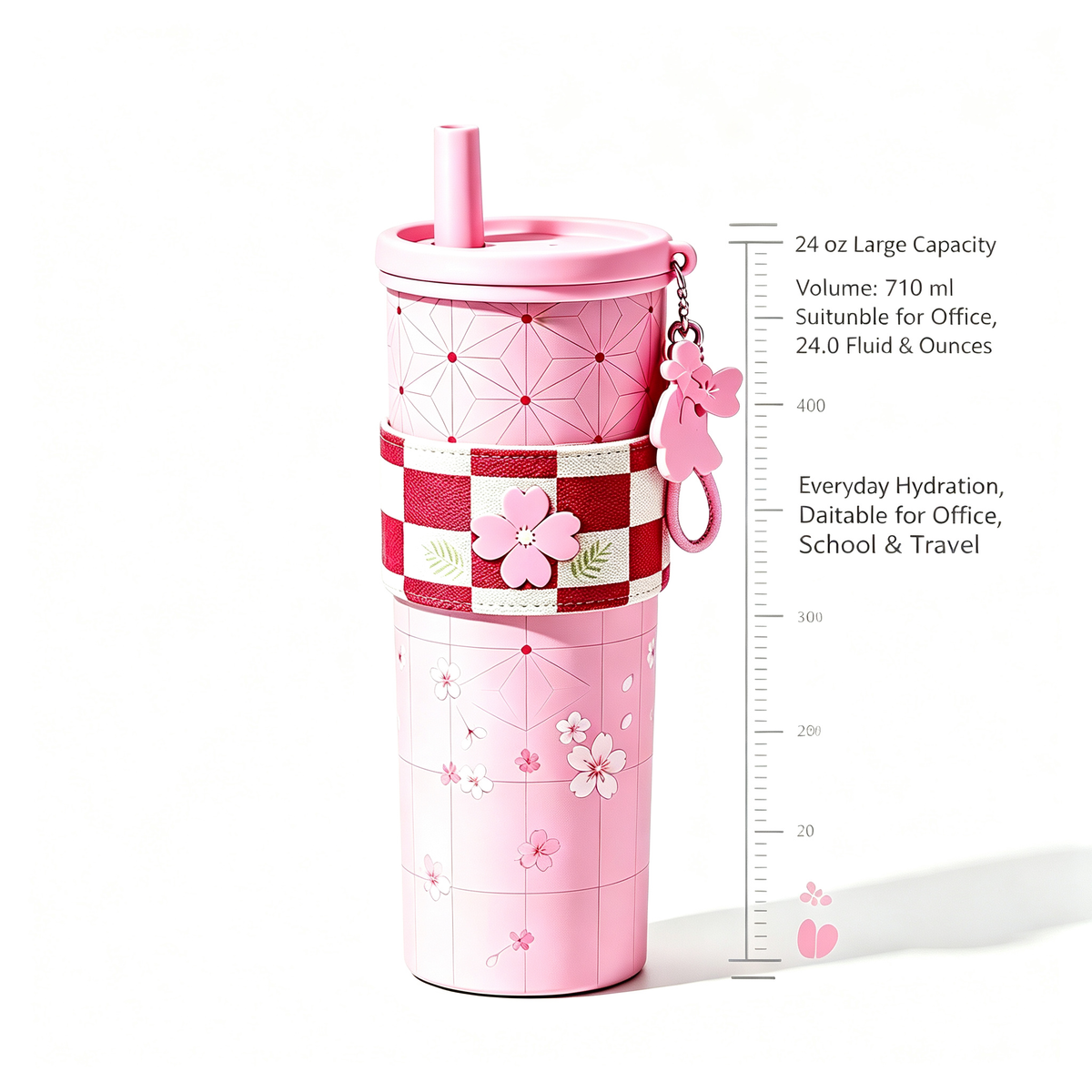 Demon Slayer Tanjiro Nezuko All Designs 710ml Insulated Tumbler 316 Stainless Steel Double Wall Coffee Cup Dual Drinking Lid With Straw Charm Leakproof Travel Water Bottle