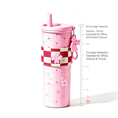 Demon Slayer Tanjiro Nezuko All Designs 710ml Insulated Tumbler 316 Stainless Steel Double Wall Coffee Cup Dual Drinking Lid With Straw Charm Leakproof Travel Water Bottle