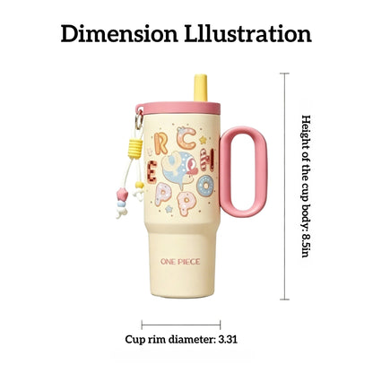 One Piece Tony Tony Chopper 720ml Insulated Tumbler, Anime Stainless Steel Iced Coffee Cup with Keychain