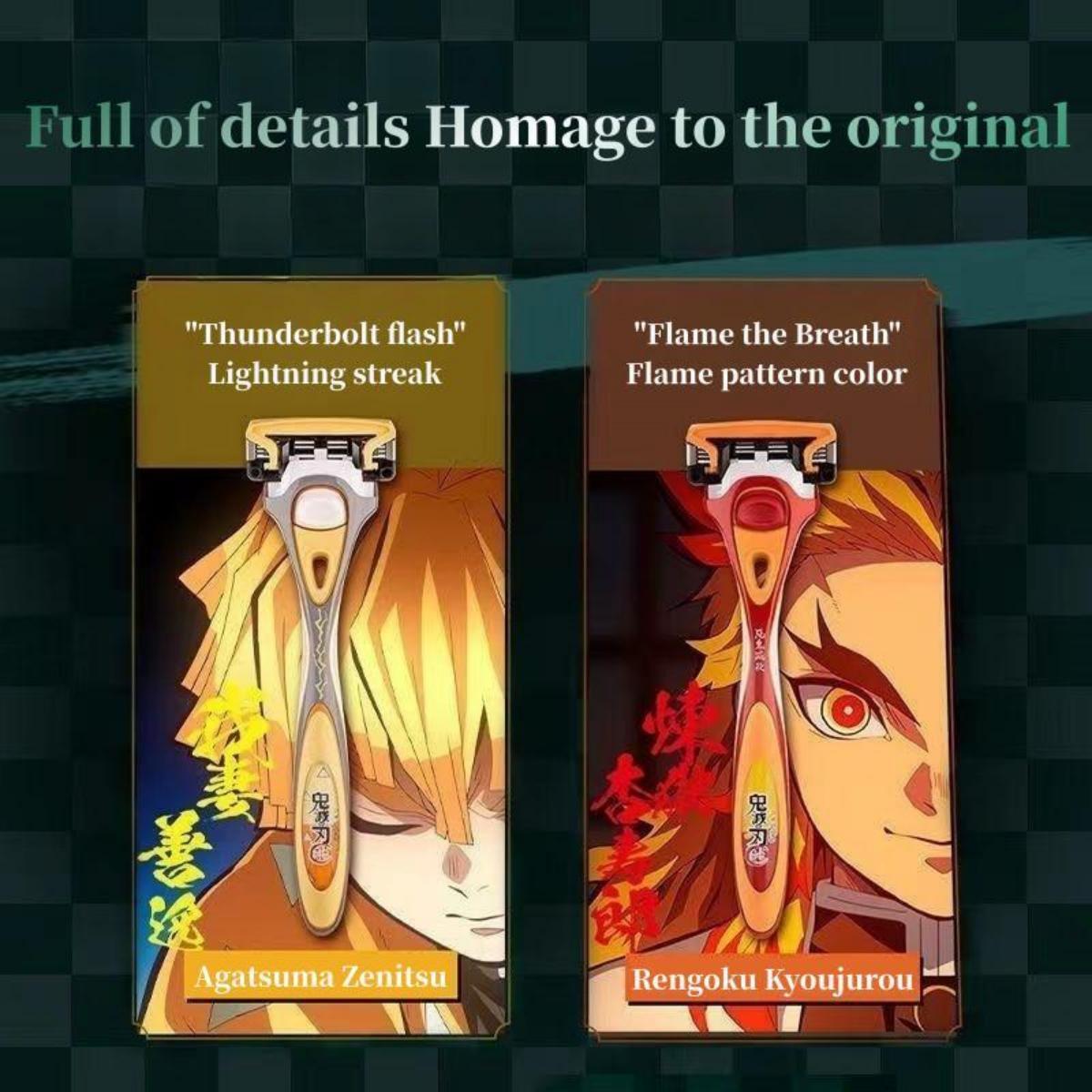 Demon Slayer Tanjiro Zenitsu Schick Hydro 5 Premium Razor, Anime 5‑Layer Manual Shaving Razor for Men