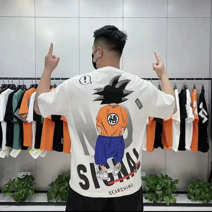 Son Goku pure cotton short sleeve men's summer T-shirt all cotton print handsome cool loose T-shirt