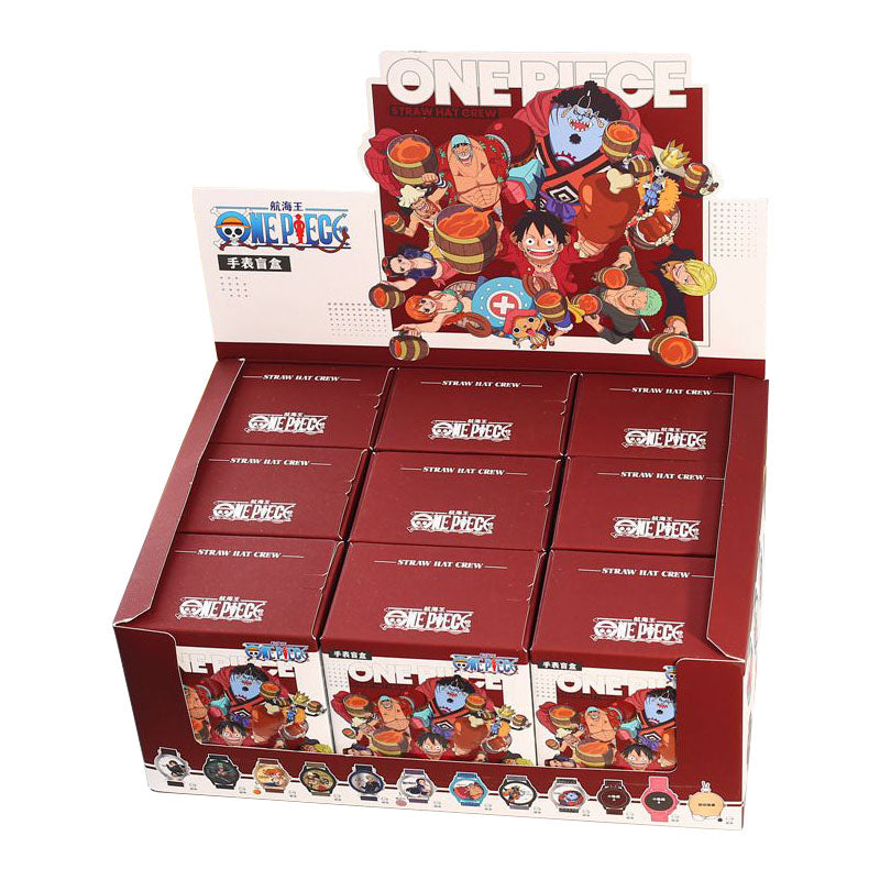 One Piece Monkey D Luffy Roronoa Zoro Anime Blind Box Quartz Watch, Straw Hat Crew Character Leather Strap Wrist Watch Collectible Gift Box Set