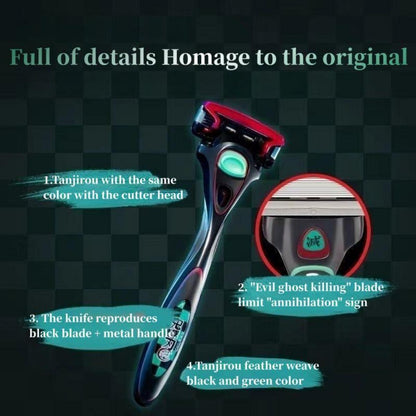 Demon Slayer Tanjiro Zenitsu Schick Hydro 5 Premium Razor, Anime 5‑Layer Manual Shaving Razor for Men