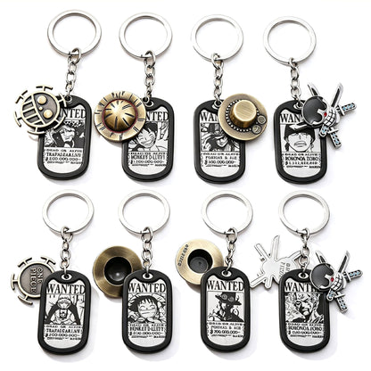 One Piece Monkey D Luffy Wanted Poster Dog Tag Necklace Keychain Set, Anime Straw Hat Zoro Ace Law Metal Pendant Jewelry, Stainless Steel Cosplay Collectible Gift Box For Anime Fans