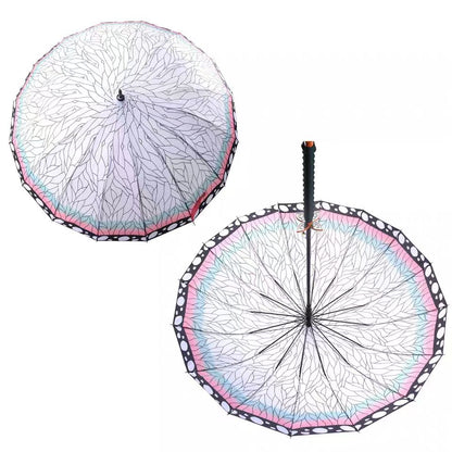 Demon Slayer Tanjiro Zenitsu Shinobu Katana Sword Handle Umbrella, Anime Pattern Windproof Straight Rain Sun Umbrella
