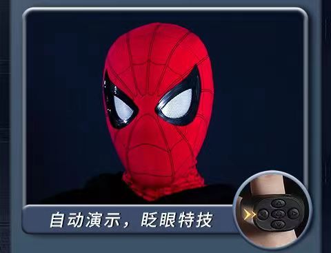 Marvel Spider‑Man Gwen Stacy Miles Morales Electric Mask LED Light Movable Eyes Remote Control Ring Lycra Full Face Helmet Cosplay Costume Prop Multiple Styles For Halloween Anime Fans