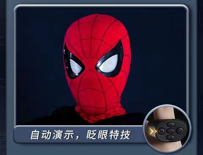 Marvel Spider‑Man Gwen Stacy Miles Morales Electric Mask LED Light Movable Eyes Remote Control Ring Lycra Full Face Helmet Cosplay Costume Prop Multiple Styles For Halloween Anime Fans
